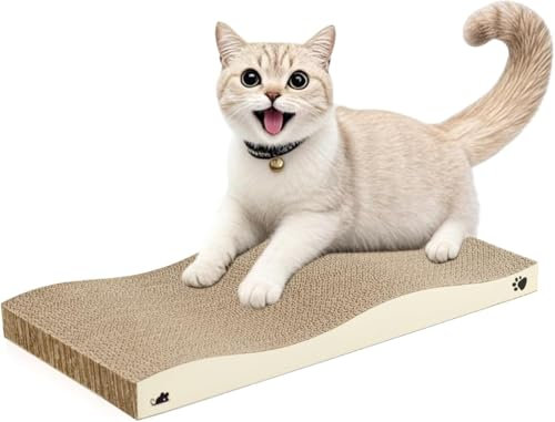 Conlun - Griffoir pour Chat en Carton Ondulé Double Face, Durable et Recyclable avec Herbe à Chat - Idéal pour Protéger Les Meubles
