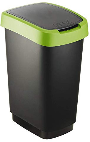 Rotho Salsa Waste bin 50l with lid, Plastic (PP) BPA-free, green, 50l (40.1 x 29.8 x 60.2 cm)