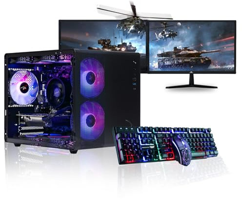 Veno Scorp Gaming PC Dual 22 Monitor Bundle Intel Core i5-3470 Processor RX 550 4GB Graphics Card - 16GB Ram - 120GB SSD + 1TB HDD - 550W PSU - Windows 10 - WiFi - Cybus 7