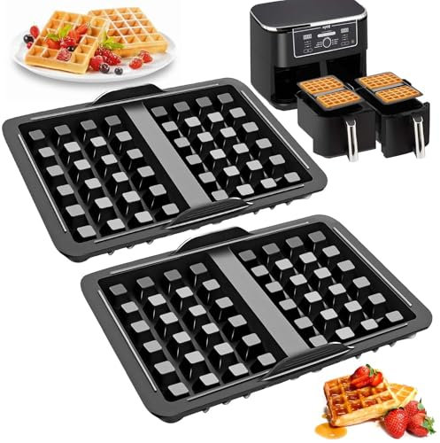 Naturas Bouqutis Waffelform Silikon Airfryer, 2 Stück Waffeleinsatz Kompatibel mit Ninja AF400EU, AF451EU und SL400EU Heißluftfritteuse, Doppelt Silikon Waffelplatten Zubehör Belgische Waffeln