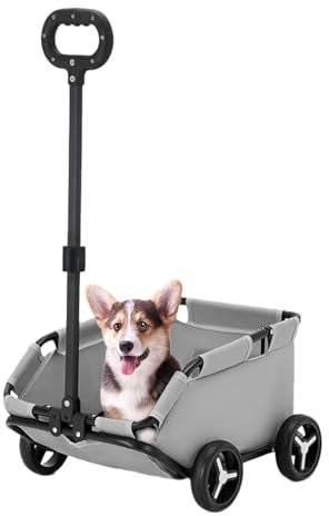 Haustierwagen – Rollender Hundewagen, leicht, zusammenklappbar, langlebig, atmungsaktiv, kompakt, Tierwagen, faltbarer Kinderwagen für kleine Hunde, Welpen, Katzen