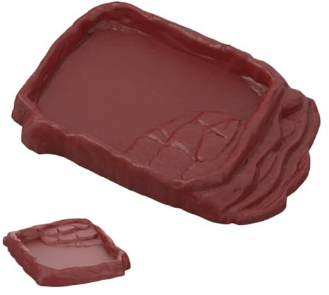 Wasserschale für Schildkröten, natürlich aussehende Reptiliennapf, langlebiges Harz-Terrarium-Zubehör, ungiftige Amphibien-Fütterplatte, kleine Haustiere, leicht zu reinigen, Lebensraumdekoration für