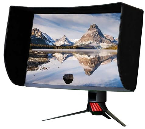 Cappuccio for monitor in pelle, Visiera parasole for display con copertura su tutti i lati, Cappuccio for monitor for computer desktop, Parasole regolabile for cappuccio for monitor(31/32inch)