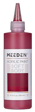 MEEDEN Soft Body Acrylfarbe: Karminrot Matt Finish - 250ml Künstlerfarbe in ergonomischer Flasche - Fließfarbe für Leinwandmalerei Künstler & Erwachsene