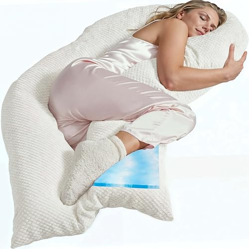 Traumreiter Seitenschläferkissen Visco M Wendekissen Memory Foam [orthopädisch] + Watte Seite | Schwangerschaftskissen zum Schlafen, Stillkissen XXL Kissen, Komfortkissen mit Bezug Perl Weiß Deluxe
