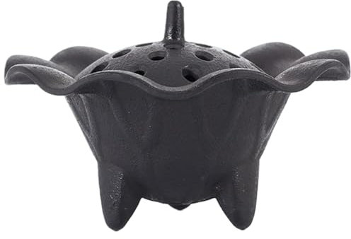 Tadoiooy Cauldron Incense Burner with Lid 4.9x2.4in Cast Iron Cauldron with Wavy Edge Decorative Halloween Incense Burner for Witchcraft, Meditation, Decorations, Home Decor