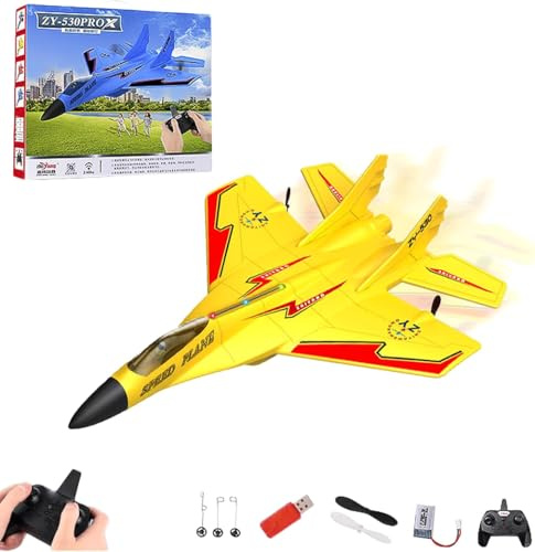 ZY 530 Pro Rc Plane, ZY530pro Plane, Wonstorex ZY 530 rc plane, Avion de Chasse Télécommandé Jouet pour Enfant, Avion Télécommandé de Chasse avec lumière, Radiocommandé Extérieur Pour Garçons (Jaune)