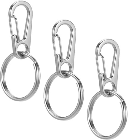 Mabor 3PCS Spring Keychain Clips, Zinc Alloy Carabiner Hooks Silver– Small Durable Key Rings for Keys, Backpack, Purse, Dog Leash & Outdoor Gear (5.6x2.8cm)
