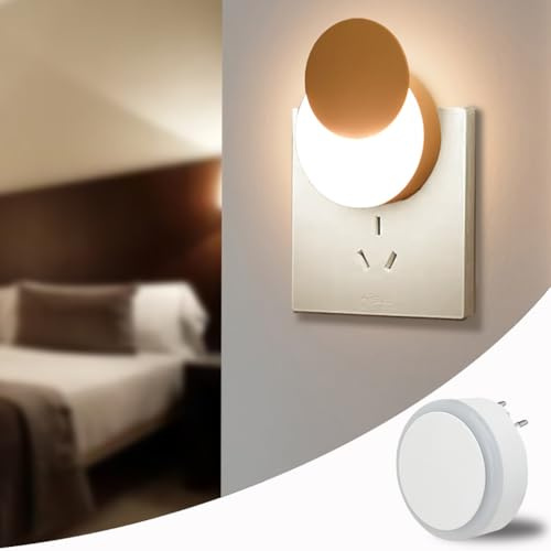 Wixzor Veilleuse avec Capteur de Crépuscule Veilleuse Enfant avec Prise Veilleuse LED Automatique Luminosité Réglable à l'infini Lampe pour Couloirs, Chambres, Cuisines, Salons, Salles de Bain, 0,3W