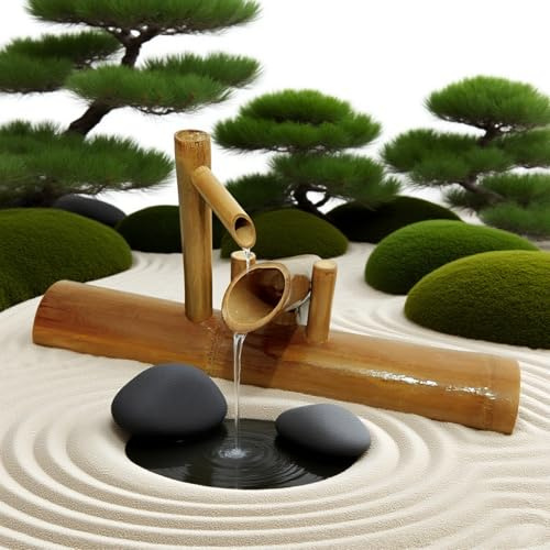 MAIMAILE Bamboo Fountain Decoration, 35/40/50/60/70/80cm, with Pump, Zen Garden Water Fountain Bamboo Water Feature Rocking Pump Water Landscape, Handmade, Garden Decoration, for Desk, Patio, Yard