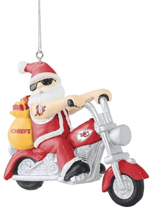 NFL Kansas City Chiefs Baumschmuck Santa on Motorcycle Anhänger Ornament Weihnachtsbaum