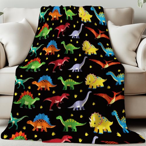 GLOBLELAND Colorful Dinosaurs Throw Blanket 59×51inch