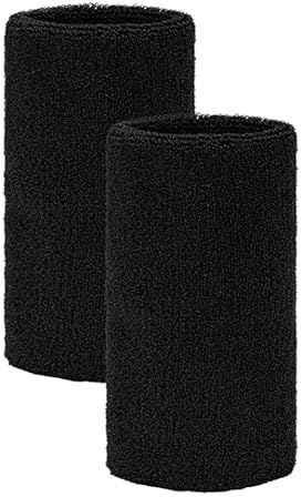 Ruvan Schweißband Handgelenk, 2 STK Elastische Schweissband, Sport Wristbands Für Tennis, Gymnastik, Fußball, Basketball Sports (Schwarz)