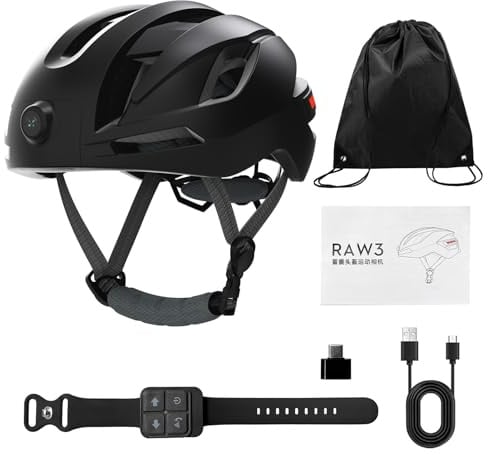 KELFEEAO Fahrradhelm, kabellose Konnektivität, intelligenter Helm mit hochauflösender Kamera, 1080p-Reithelme mit Blinker für Berg, Straße, E-Bike, Pendeln (Schwarz)