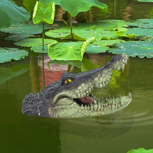 Kertaym Schwimmende Teichdeko Krokodil, Realistische Gartenteich Deko Für Außenbereich, Teich Dekoration, Teichdeko Miniteich, Schwimmtier Zum Schutz Von Wasserflächen (C)