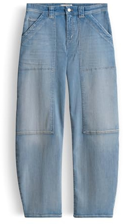 OPUS PANTS Damen Barrel | MARI Sharp Barrel Jeans mit Powerstretch Mid Rise mid Blue, 34 L28