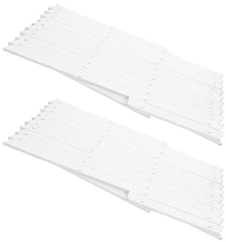 LOORGVEL Lot de 2 Treillis Extensibles en Bois Blanc 44 Cm pour Jardin Extérieur Panneau Mural Décoratif pour Plantes Grimpantes, Clôture de Jardin Modulable, Support Treillis pour Vigne