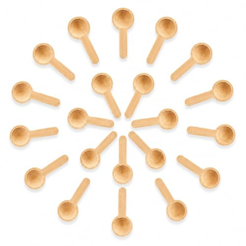 QIHAWN 20Pcs Mini Wooden Spice Spoons Natural Wood for Sugar Salt Jam Honey | 20pcs mini wooden spice spoons, natural lotus wood smooth finish, 6.8cm small size, for sugar salt jam honey tea condiments