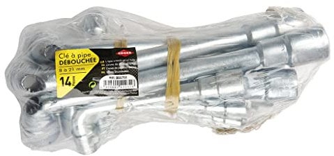 COGEX - Lot de 14 clés à pipe débouchées, kit de 14 clefs à pipe débouchées, Clés tubulaires et à pipe - Diamètre: 8 à 21mm, 6 pans - Spécialement pour le serrage et le desserrage