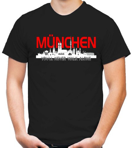 München Skyline T-Shirt | Fussball | Basketball | Bayern | Trikot | Ultras | Männer | Herren | Fanshirt (M)