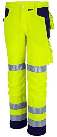 Qualitex Warnschutz-Bund-Hose Arbeits-Hose PRO MG 245 - gelb/Marine - Größe: 26