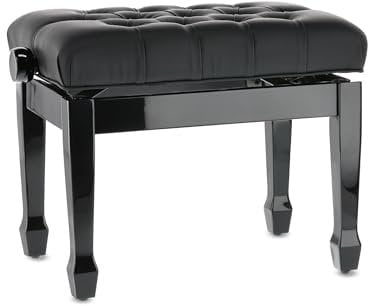 GEWA Pianobank Deluxe XL schwarz hochglanz Kunstlederbezug, extra dick gepolstert