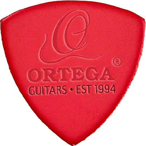 Ortega Guitars Real Leather Picks UKEPICK-ASS, Assorted Pack of 3 - black/white/red | Premium leather construction with 3-pack color assortment for ukuleles, nylon string guitars and acoustic instruments
