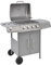 vidaXL Gasgrill mit 4 Brennern 1 Seitenbrenner BBQ Grill Standgrill Grillwagen Grillstation Gartengrill Wagengrill Barbecue Silbern