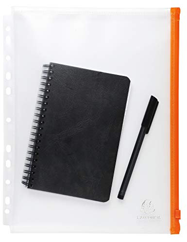 Exacompta - Réf. 57334E - Sachet de 5 Pochettes perforées ZIP orange - Pour ranger dans un classeur tous types de documents ou objets - Format à classer A4 - Coloris cristal translucide, neutre