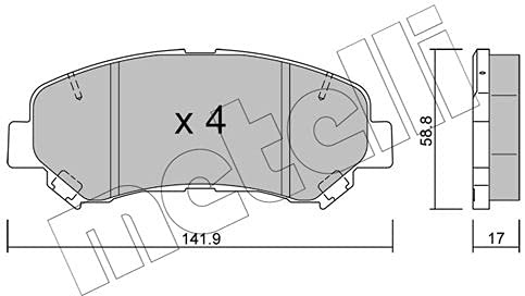 metelligroup 22-0792-0 Brake Pads, Made in Italy, Spare Parts for Cars, ECE R90 Certified, Copper Free