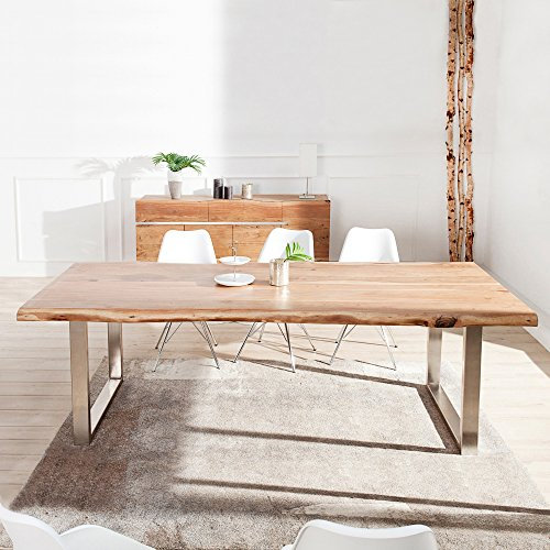 cagü Esstisch AMBA Natur aus Akazienholz massiv 200cm x 100cm & 60mm Tischplatte