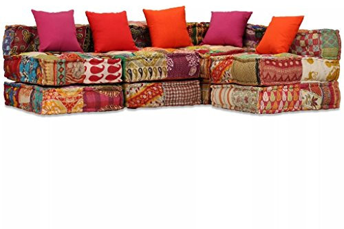 Festnight Sofá Cama Onvertible de 4 plazas de Estilo Exótico,Sofá Chaise Longue Modular,Tela Patchwork