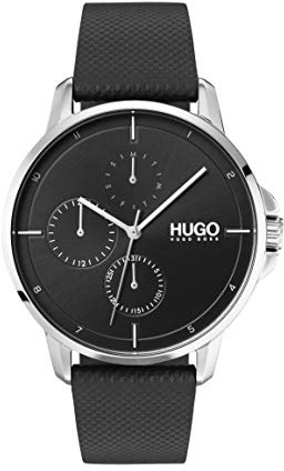 HUGO Multi Zifferblatt Quarz Uhr für Herren mit Schwarzes Lederarmband - 1530022