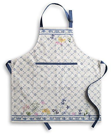 Maison d' Hermine Schürze, 100% Baumwolle, 1 Stück, verstellbarer Nackenriemen, Schürze mit Mitteltasche und langen Bändern für Koch, Frauen und Männer, Faience – Frühling/Sommer (70 cm x 85 cm)