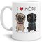 Tassendruck Mops-Tasse mit Spruch I Love Möpse/Hund/Tier/Pug/Cup/Mug/Weiss