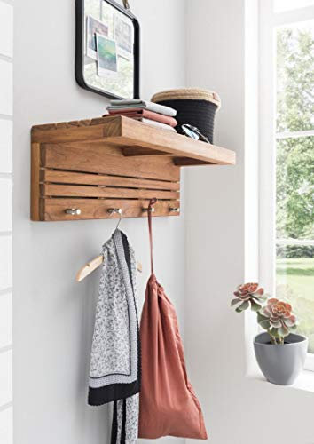 Destiny Garderobe SPA & Living Wandregal mit Haken 61x23x20 cm Teak