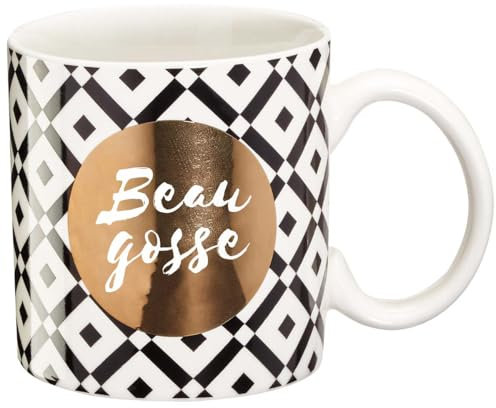 DRAEGER PARIS - Mug Black & Gold porcelaine fine Beau gosse - humour pour Collègue, pour lui, Ami, Frère, Homme - Mug et tasse à café avec Coffret Cadeau