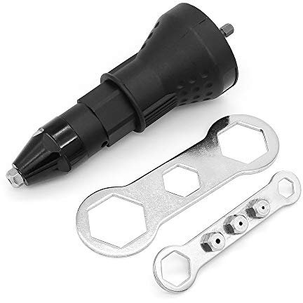 DingGreat Pistola de remache inalámbrico, Kit de herramientas eléctricas para taladro de pistola, adaptador de remache insertar tuerca de mano, negro