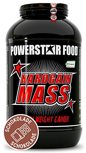 Powerstar Hardgain Mass Chocolate 3600g - Weight Gainer Shake mit Kreatin | Masse und Kraft schneller Muskelaufbau zum Zunehmen - Weightgainer Massephase - ohne Zucker-Zusatz - Deutsche Herstellung