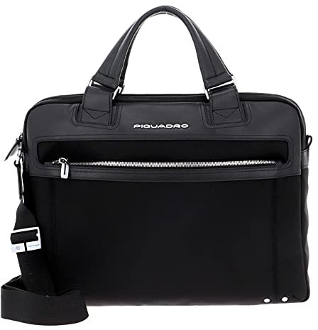 PIQUADRO CA3339LK2/N, Cartella 2 Manici,2 comparti Pelle e Tessuto Unisex-Adulto, Schwarz_Schwarz, Taglia Unica