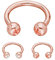 Treuheld® | Rosegoldenes Hufeisen Piercing Ring mit Kristallen - [30.] 1.6 x 12 mm (Kugeln: 4mm) - pfirsich