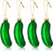 4 Stück Weihnachten Gurke Ornamente Essiggurke Glas Geblasen Ornamente Essiggurke Anhänger Urlaub Dekorationen mit Schnur für Weihnachtsbaum Dekoration