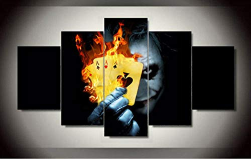 Decoration Murale 5 Parties Imprimé sur Toile Intissee Batman Joker Art Peinture Image XXL Motif Moderne Dcoration 150×80Cm avec Cadre
