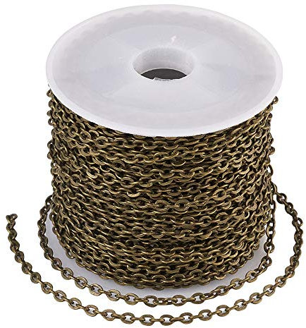 Cheriswelry 10 Meters Iron Cable Chains Unwelded Oval Cross Curb Chain Necklace Links Antique Bronze for DIY Jewellery Crafts Making