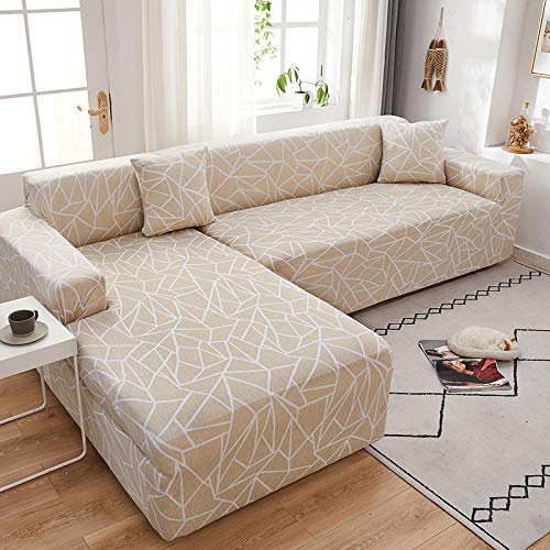 ZJXSNEH Elastischer Sofabezug Sofahusse Couchbezug Hellgelbe Linie 3seater + 3seater