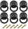 6 Pack Kitchen Cupboard Handles, Door Knobs, Antique Drawer Ring Pull Handle with Screws, Metal Copper Furniture Cabinet Drawer Knobs Replacement for Kitchen Bathroom (Black)