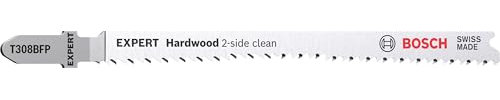 Bosch 25x EXPERT Hardwood 2-side clean T308BFP Jigsaw Blade (for Plastic coated boards, Kitchen countertop, Length 117 mm, Professional Accessory Jigsaw)