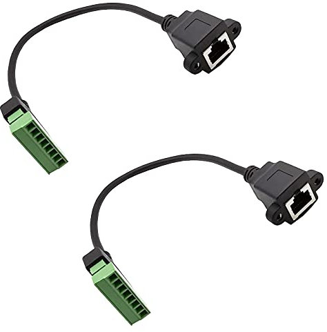 Jienk 2Packs RJ45 Female to 8 Pins Screw Terminal Block Adapter for Cat7 Cat6 Cat5 Ethernet Extender CCTV Digital Internet,RJ45 Female Jack to 8pins Terminal Ethernet Connector