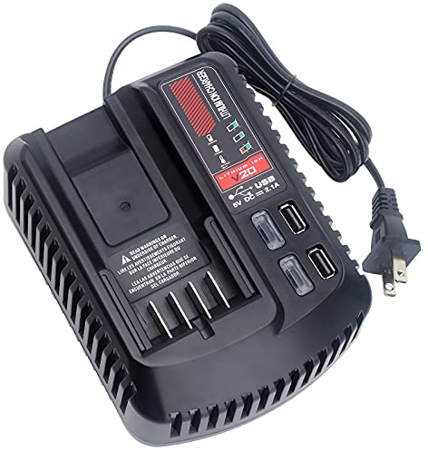 CMCB104 V20 Battery Fast Charger Replacement for Craftsman V20 Craftsman 20V max Lithium Compact Batteries Lithium Battery CMCB202 CMCB204 CMCB206 with 2 USB Ports