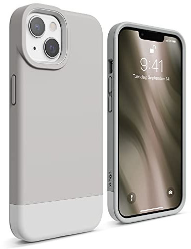 elago Glide Case Kompatibel mit iPhone 13 Hülle (6,1), Schützende Dünne TPU-Hülle, Stoßfest, Verbesserter Kameraschutz, Kratzfest, Einfaches und Einzigartiges Design (Taupe/Weiß)